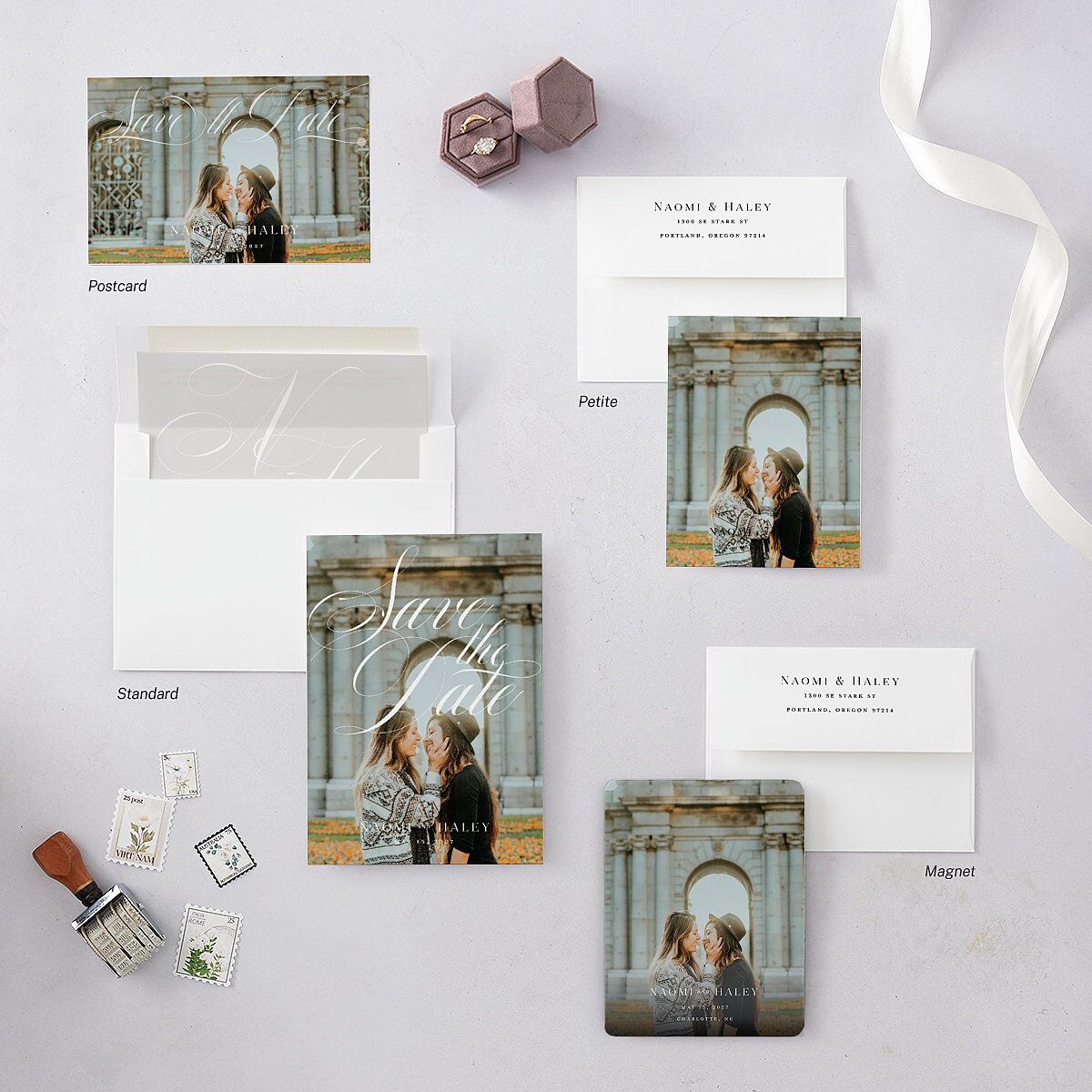 Elegant Monogram Save The Date Magnets Pure White Magnet Paper