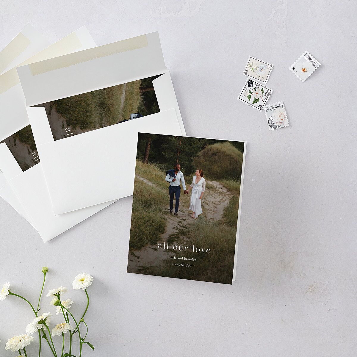 Wild Poppies Thank You Cards Pure White