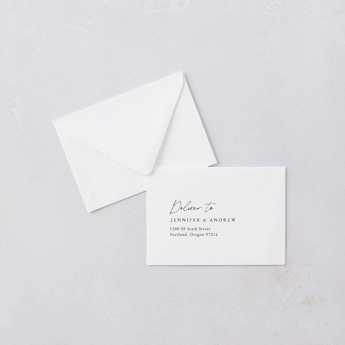 Simple Modern Photo QR Response Card Euro Envelopes White Pure White Return Address Luxe