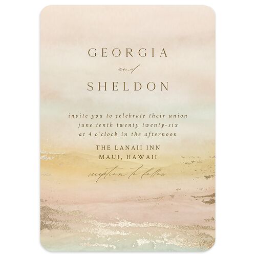 Ethereal Sunset Wedding Invitations Gold Daffodil Signature Blank No Rounded