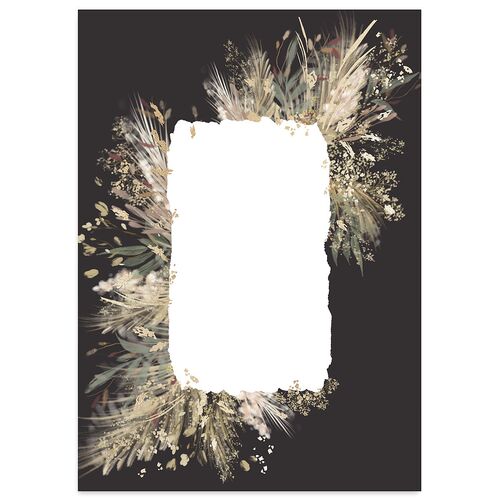 Ethereal Pampas Wedding Invitations Gold Charcoal Signature Blank No Standard