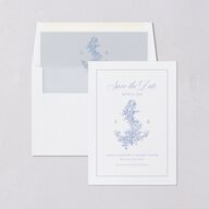 Coastal Oysters and Anchors Save the Date Cards Sea Blue Signature smooth Blank No Standard