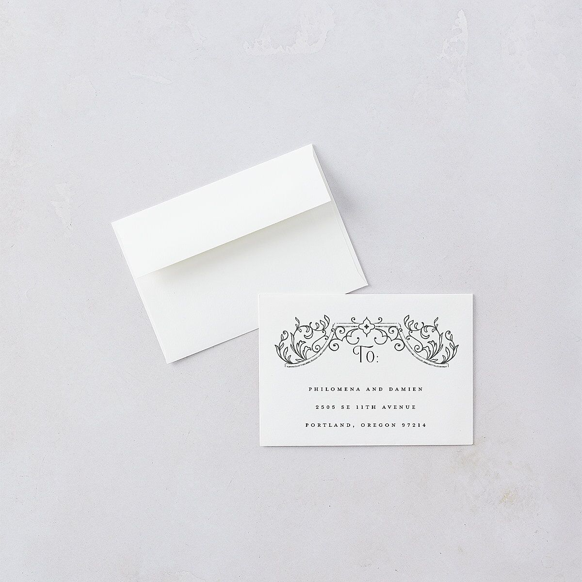 Gothic Gate Foil Wedding Response Cards Gold Licorice Signature Standard
