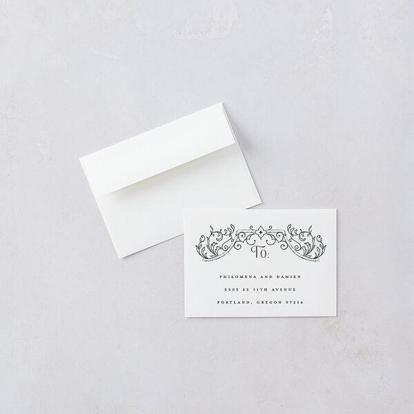 Gothic Gate Foil Wedding Response Cards Gold Licorice Signature Standard