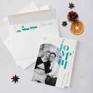 Joyful Gradient Holiday Cards Sapphire Signature Blank Standard Portrait