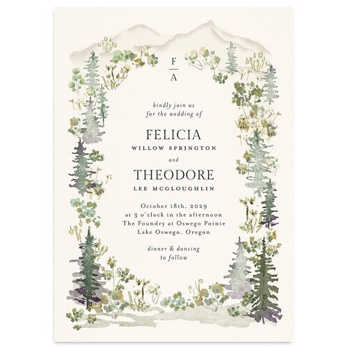 Elegant Mountain Border Wedding Invitations Meadow Signature Blank No Standard