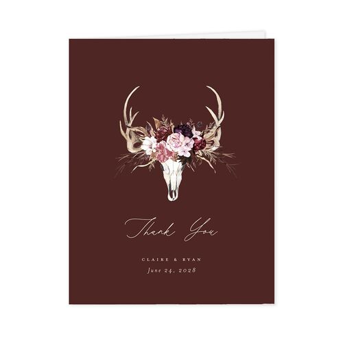 Gothic Antlers Thank You Cards Chocolate