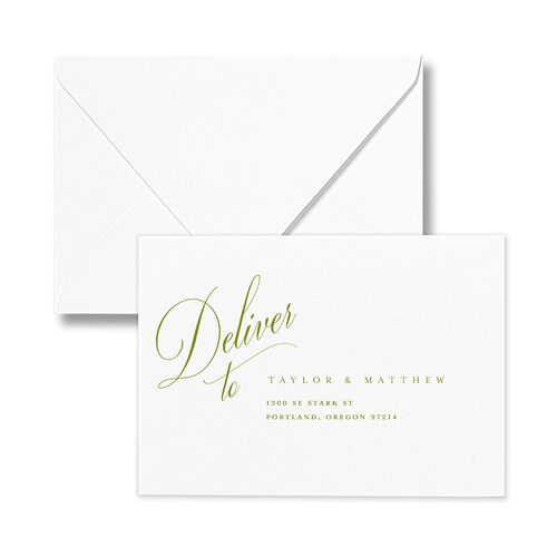 Modern Wedding Of Calligraphy Response Card Euro Envelopes White Chartreuse Return Address Luxe