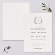 Elegant Garland Crest Wedding Invitations Dark Camo Signature Blank No Standard