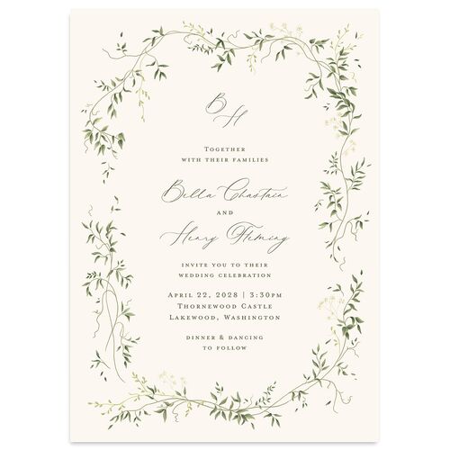 Dainty Fairytale Greenery Wedding Invitations Dark Camo Signature Blank No Standard