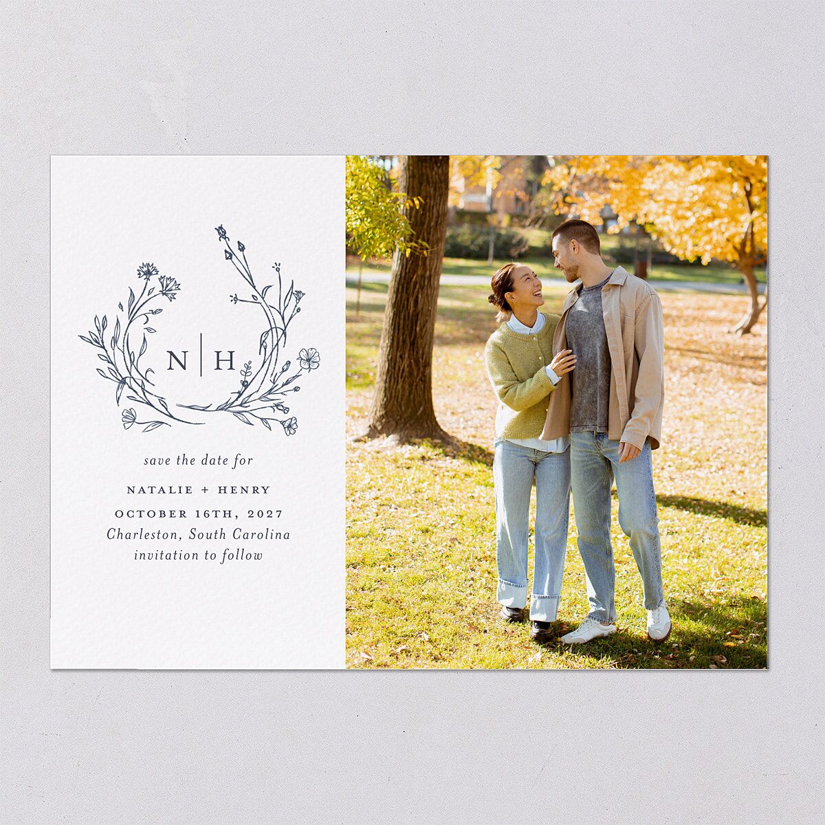 Natural Monogram Save The Date Cards — view 8