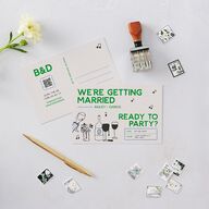 Hand Drawn Party Save the Date Postcards Jewel Green