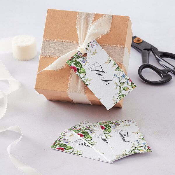 Opulent Garden Foil Favor Gift Tags Gold Pure White Signature