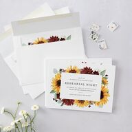 Classic Countryside Sunflowers Rehearsal Dinner Invitations Burgundy Signature Blank Standard