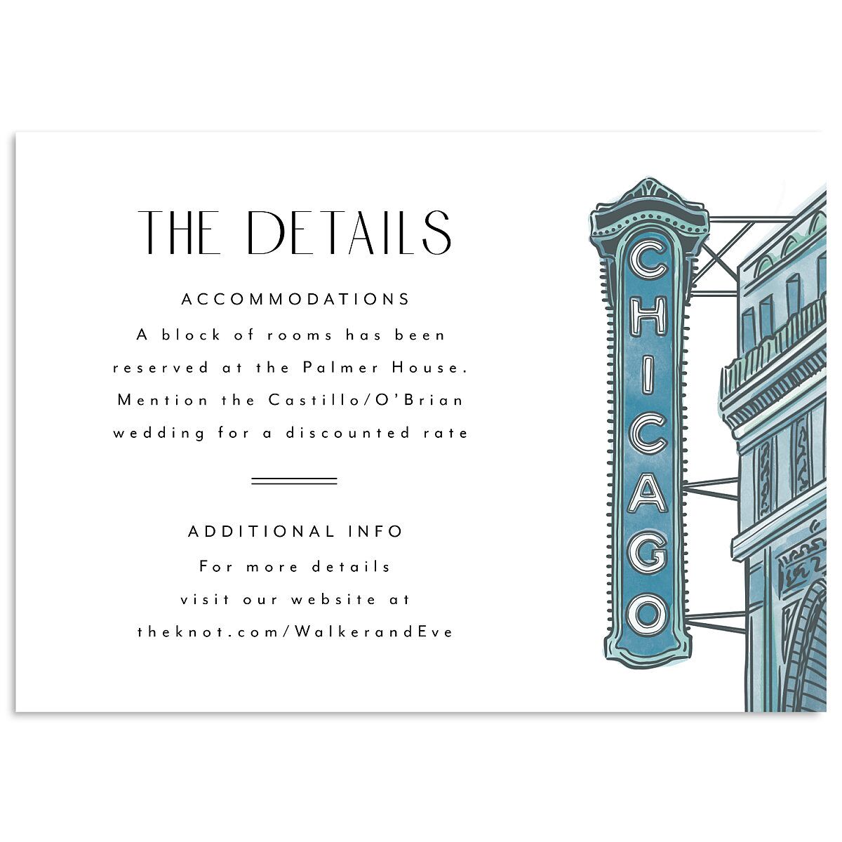 Watercolor Chicago Wedding Enclosure Cards