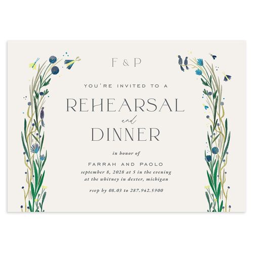 Mushroom Magic Rehearsal Dinner Invitations Moody Blue Signature Blank Standard