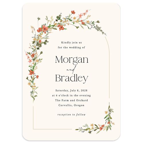 Wildflower Arch Wedding Invitations Linen Signature Blank No Rounded