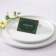 Ornate Elegance Place Cards Rose Gold Dark Emerald Signature
