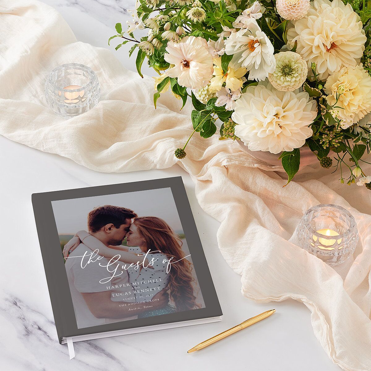 Gilded Photo Guest Books Midnight Navy