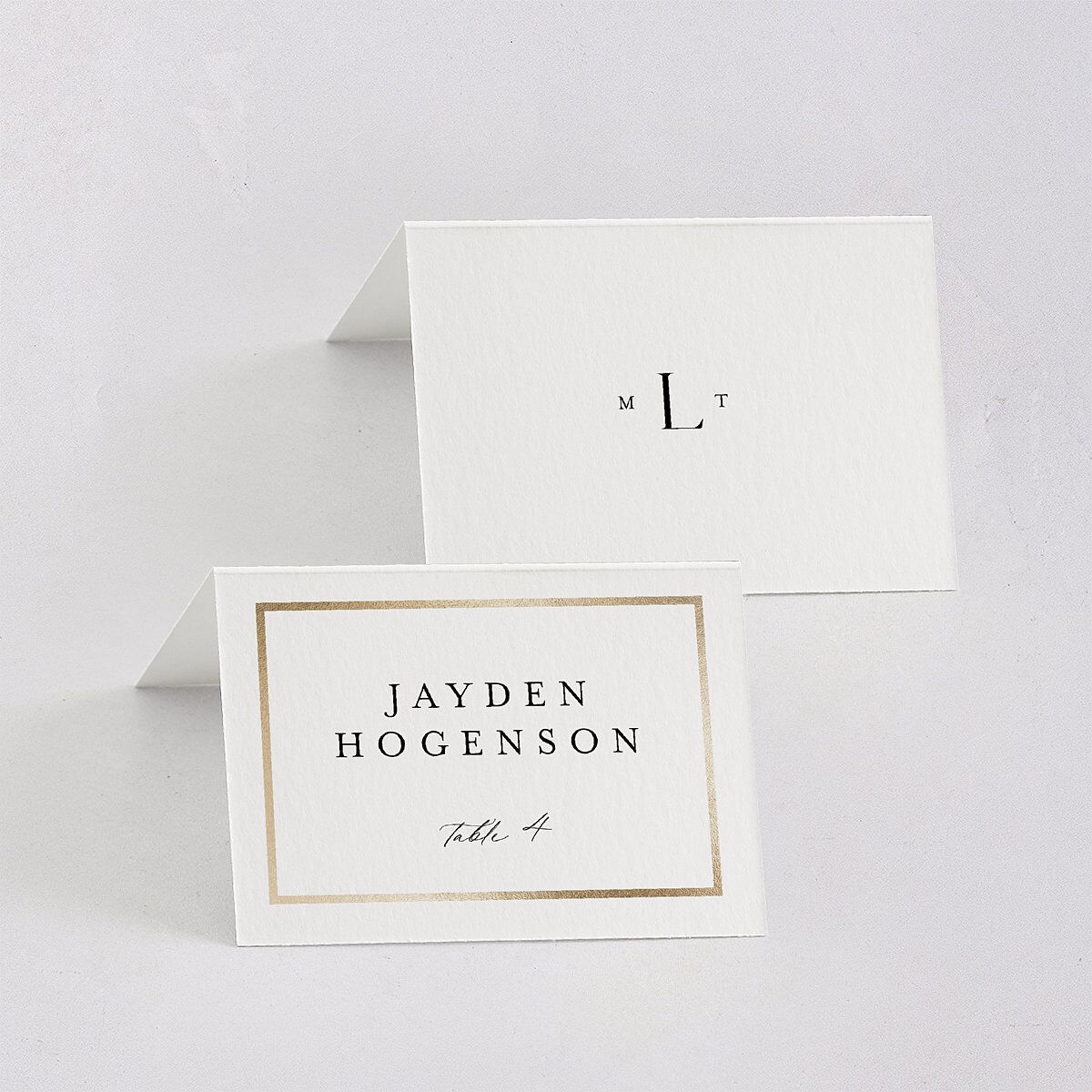 Joyful Union Foil Place Cards Gold Pure White Signature