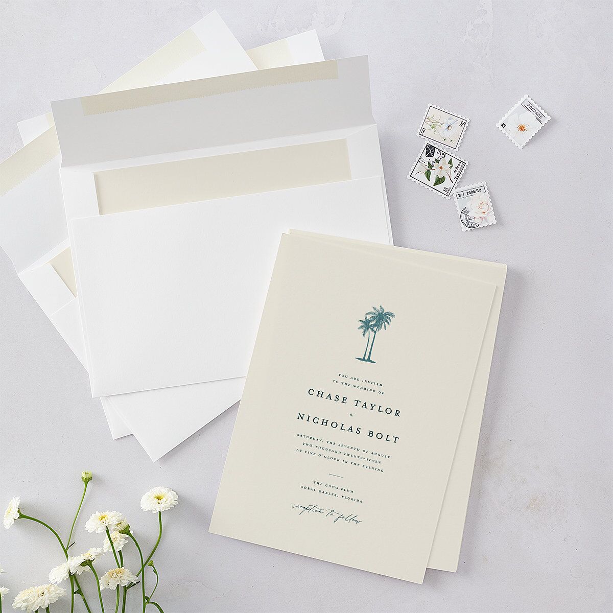 Palm Tree Icon Wedding Invitations Tide Pool Signature Blank No Standard