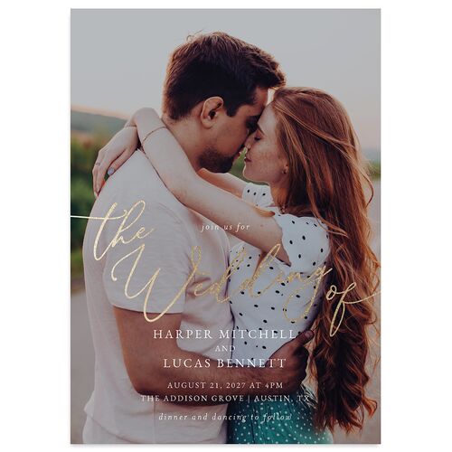 Gilded Photo Foil Wedding Invitations Gold Licorice Signature Blank No Standard
