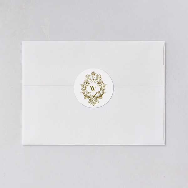 Ornate Vintage Crest Wedding Stickers Umber Circle