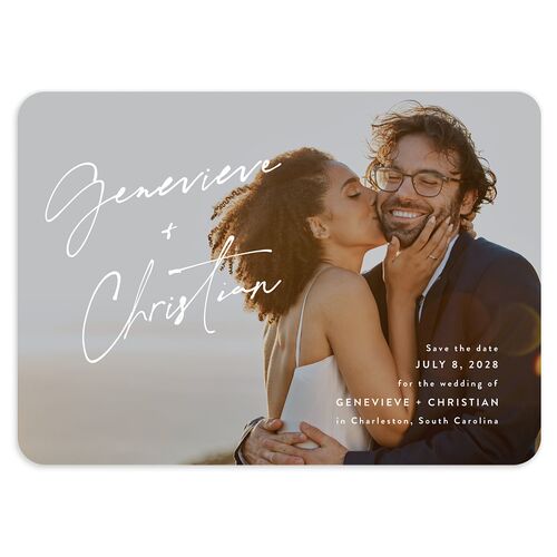 Written Names Save the Date Cards Blossom Signature smooth Blank No Rounded