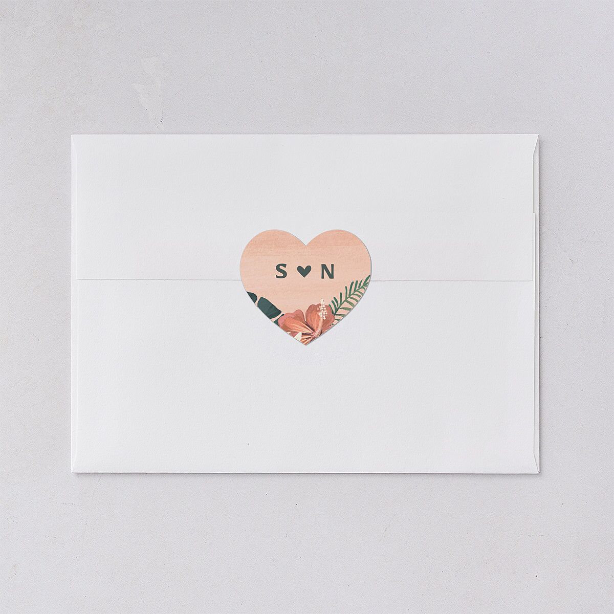 Vintage Hawaiian Island Wedding Stickers Eucalyptus Heart