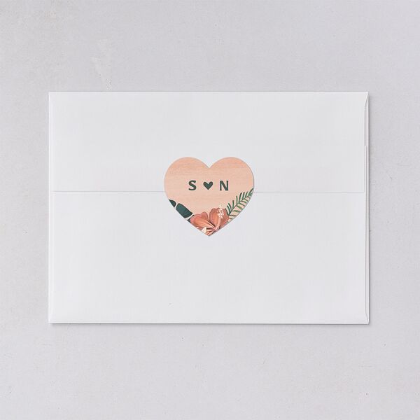Vintage Hawaiian Island Wedding Stickers Eucalyptus Heart