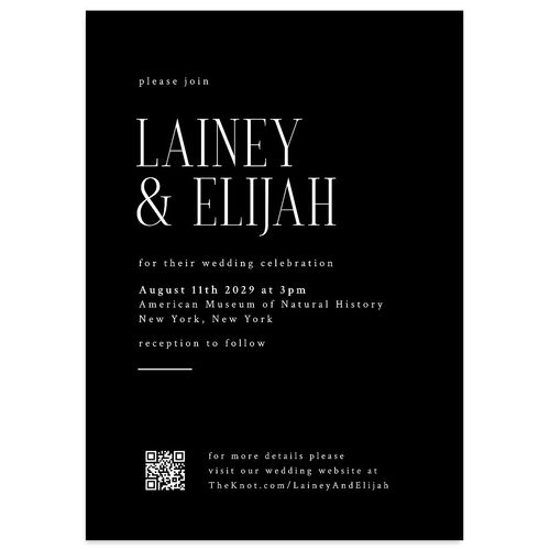 Editorial QR Wedding Invitations Midnight Signature Blank No Standard