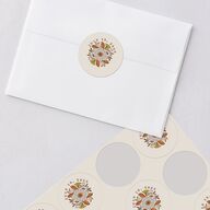Intricate Vintage Wedding Stickers Tan Circle
