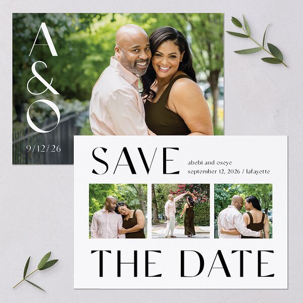Sahara Pattern Save The Date Cards Deep Bronze Signature smooth Blank No Standard