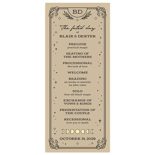 Halloween Tarot Skeletons Wedding Programs Tan Signature
