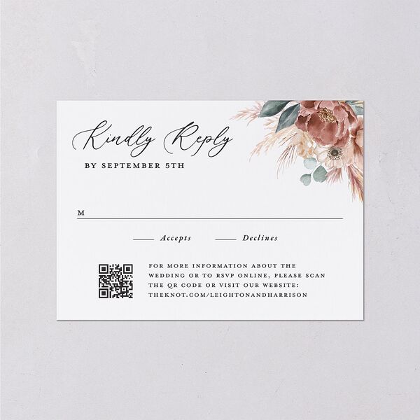 Pampas and Eucalyptus Floral Wedding Response Cards Desert Rose Signature Standard