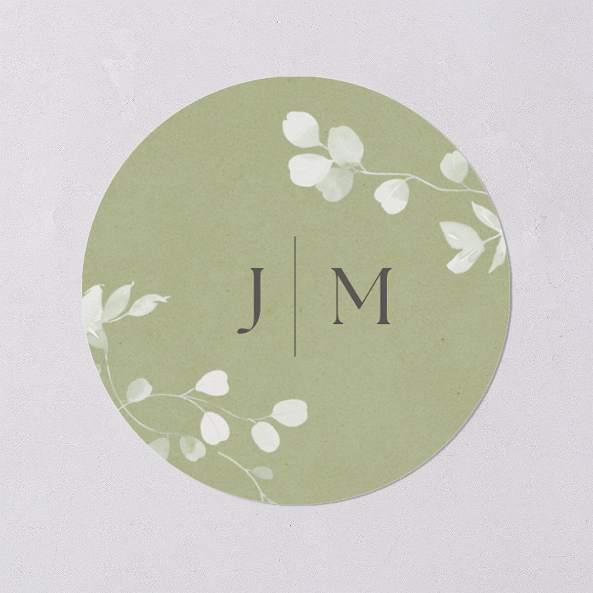 Fairytale Eucalyptus Wedding Stickers Pure White Circle