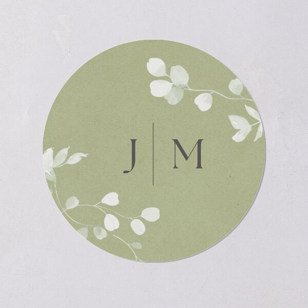 Fairytale Eucalyptus Wedding Stickers Pure White Circle
