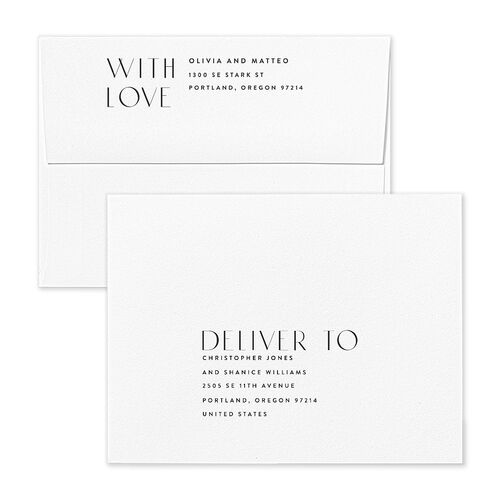 Boho Texture Thank You Card Envelopes White Off-White Both Recipient and Return Addresses Signature Standard
