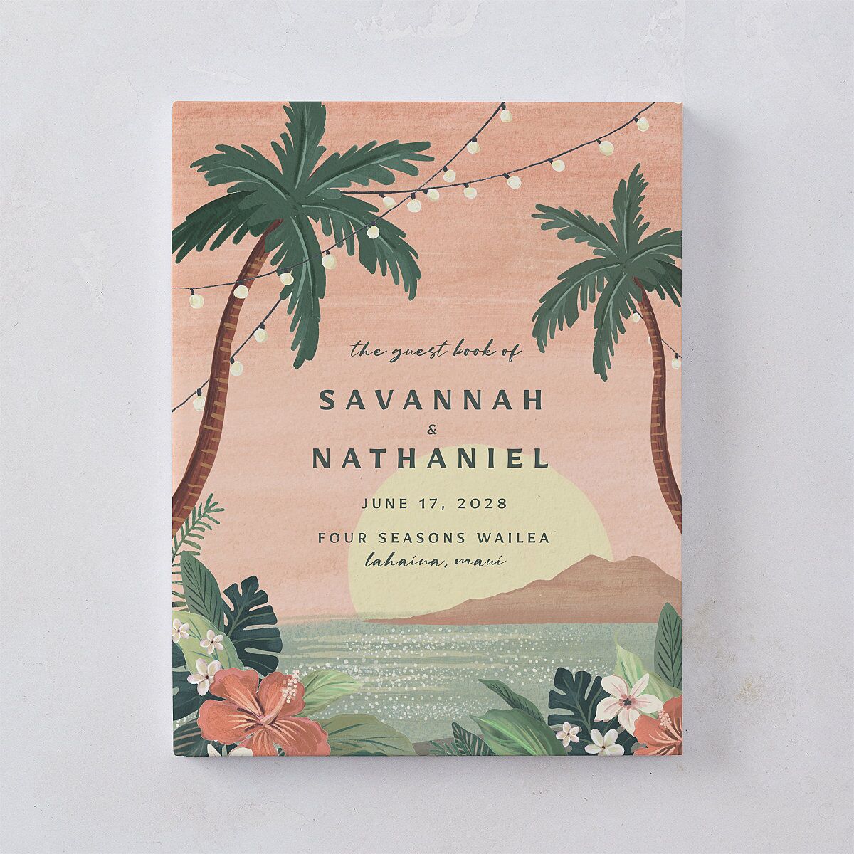 Vintage Hawaiian Island Wedding Guest Book Eucalyptus