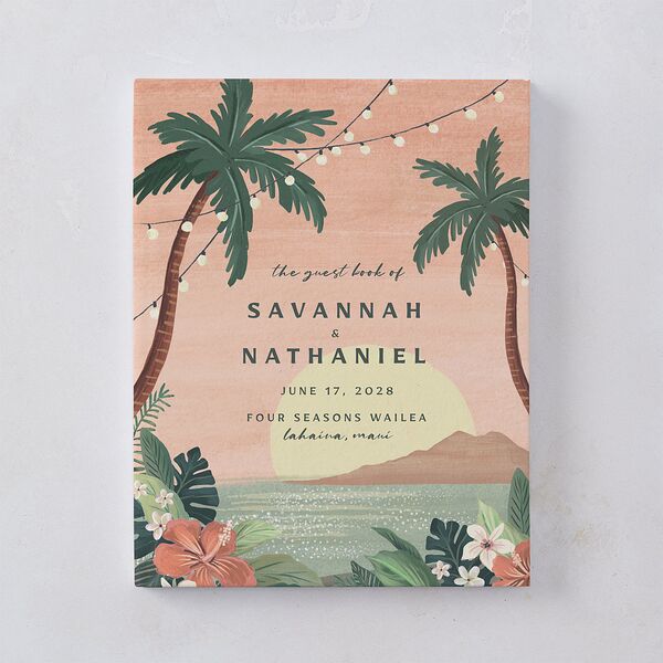 Vintage Hawaiian Island Wedding Guest Book Eucalyptus