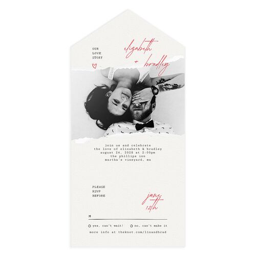 DIY Crafty Photo All-in-One Wedding Invitations Ruby Signature Light Both Recipient and Return Addresses No