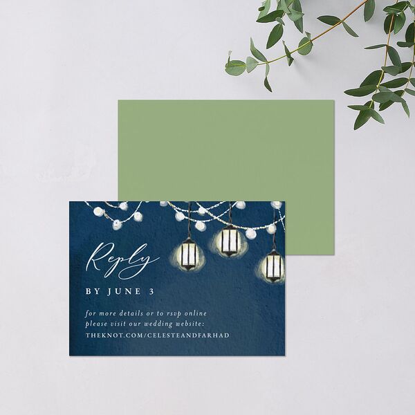 Illuminated Trees URL RSVP Cards Moody Blue Signature Standard