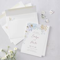 Hydrangea Garden Save The Date Cards Gold Slate Signature smooth Blank No Standard