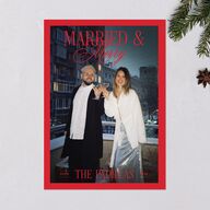 Retro Classic Newlywed Photo Holiday Cards Scarlet Signature Blank Standard