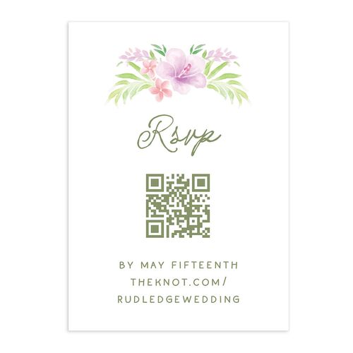 Watercolor Palm Crest QR Code RSVP Cards Lavender Signature Standard