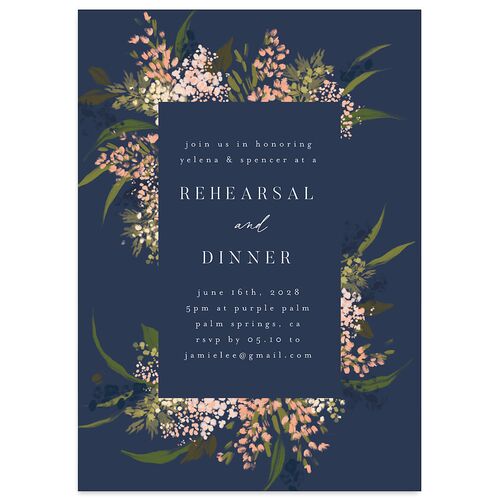 Moody Romance Rehearsal Dinner Invitations Moody Blue Signature Blank