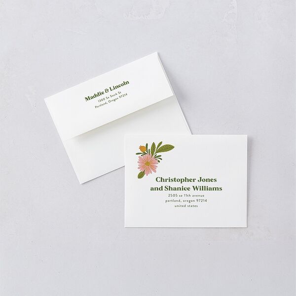 Retro Bloom Save the Date Petite Cards Peach Pink Signature smooth Blank No Standard