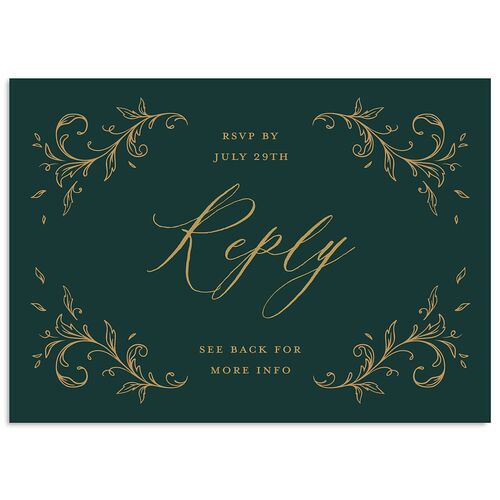 Dark Vintage Fantasy Wedding Response Cards Dark Emerald Signature Standard