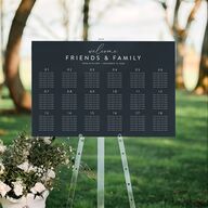 Blooming Botanical Standard Seating Chart Large Ink Blue Standard Indoor Foam Core L Seating