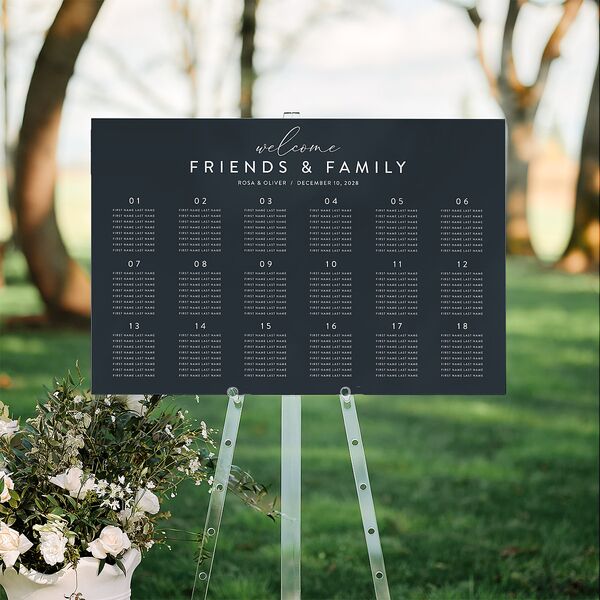 Blooming Botanical Standard Seating Chart Large Ink Blue Standard Indoor Foam Core L Seating